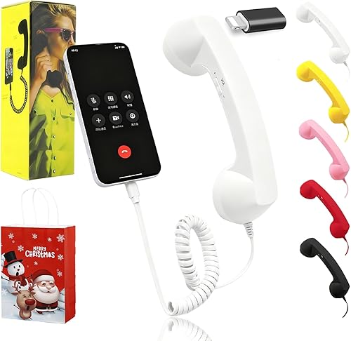 Auricular retro para teléfono, teléfono retro actualizado 2026 para iPhone Android, teléfono retro tipo C, con cable, estilo auricular, receptor de
