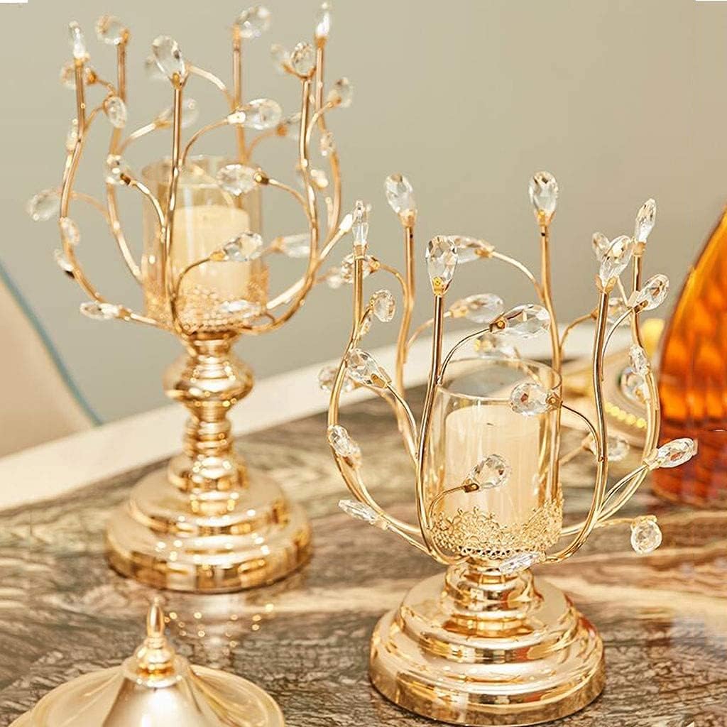 Candle Holder Candle Holder Candle Stand Metal Candlestick Creative Glass Crystal Flower Branch Candle Holder Table Dinner Decoration Candlestick (Color : OneColor, Size : 26.5x26.5x39cm)