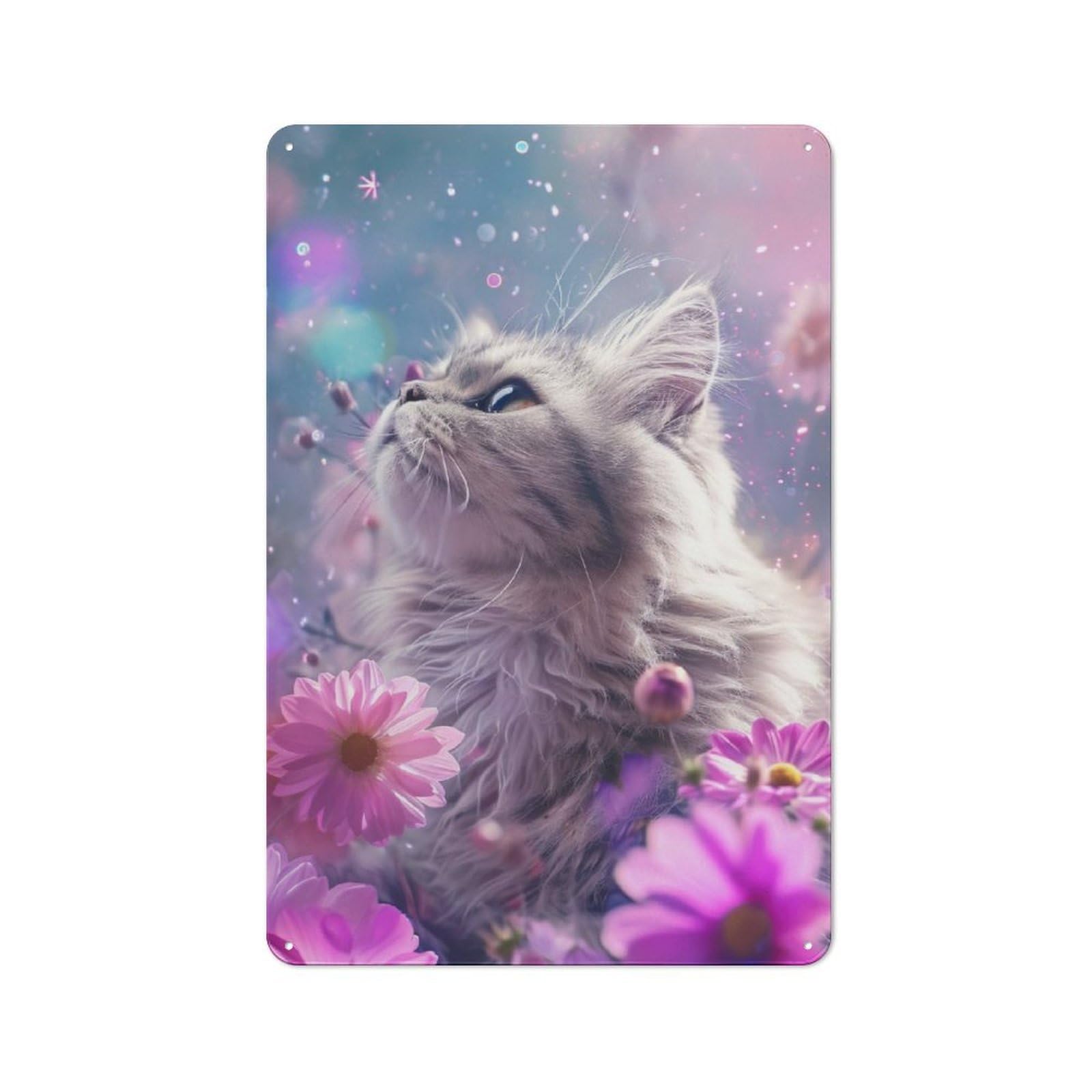 Junmoney Cute Gray Kitten Tin Wall Plaque 30X20cm With For Pub Or Café, For Collectors Of Retro Metal Wall Decor