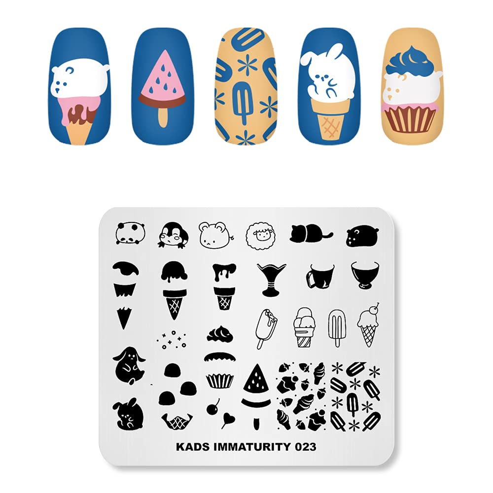 Nail Stamping Plate Stainless Steel Nail Plates Template Nail Polish Stamping Ice Cream Cute Animals Image Stencil Manicure Printing Design (IM023)-image-19