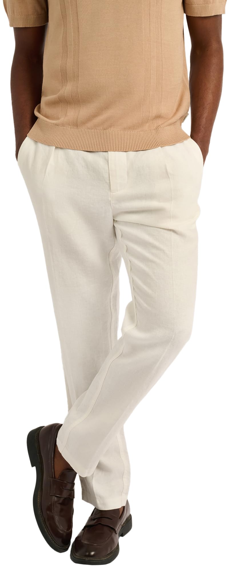 Onia Mens Linen Tapered Pleated Trouser