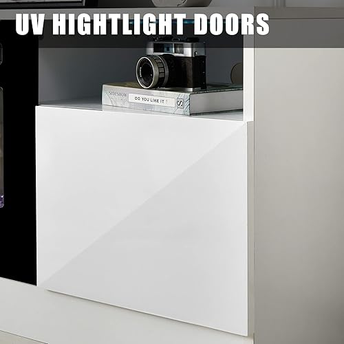 Miniatura 4 de AMERLIFE - Soporte de TV con chimenea, centro de entretenimiento con luz LED y chimenea eléctrica de 36 pulgadas, soporte de entretenimiento moderno