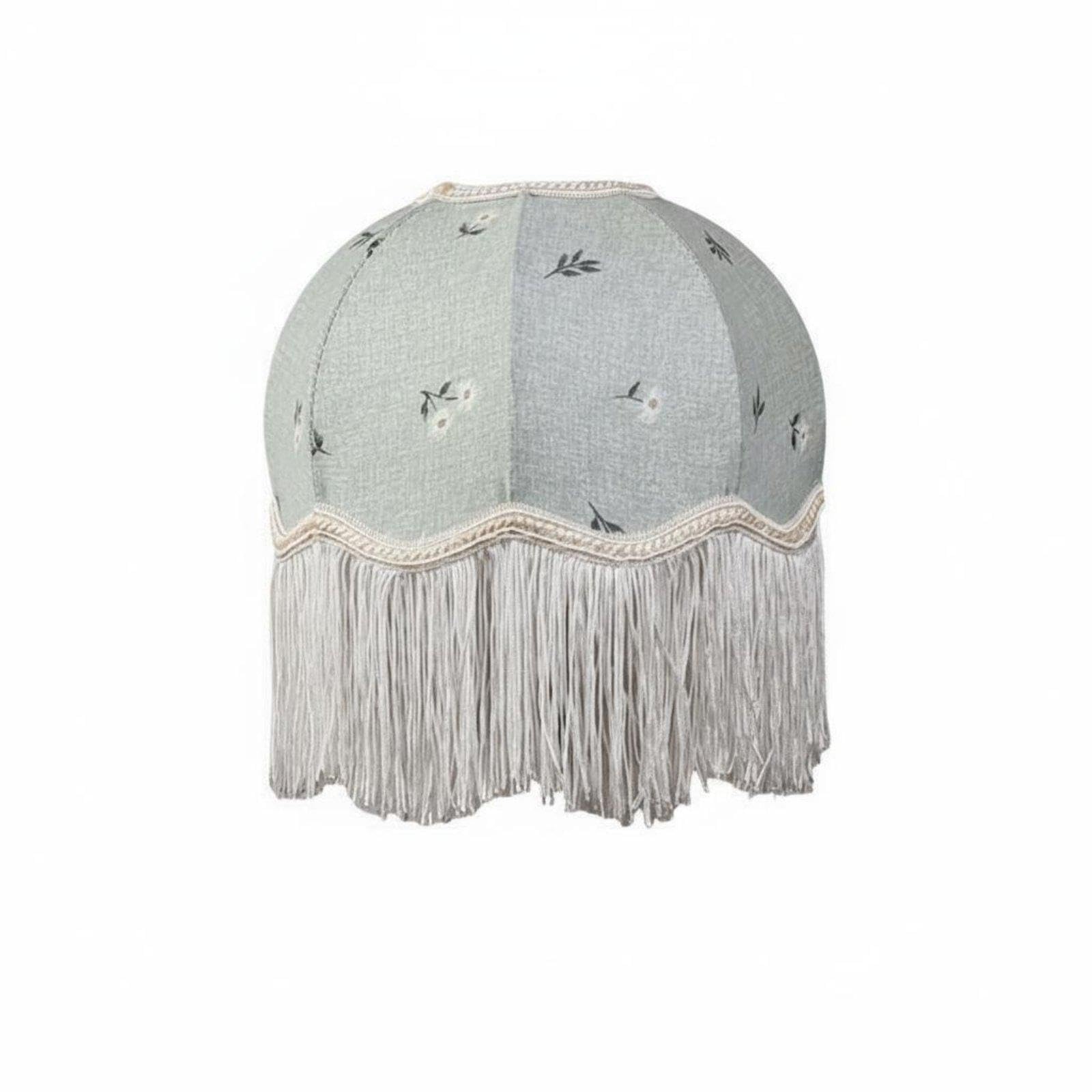 Fabric Lamp Shade Dome Shape for Bedroom and Hotel, Green with Fringe, 22x15 cm, Vintage Style-image-35