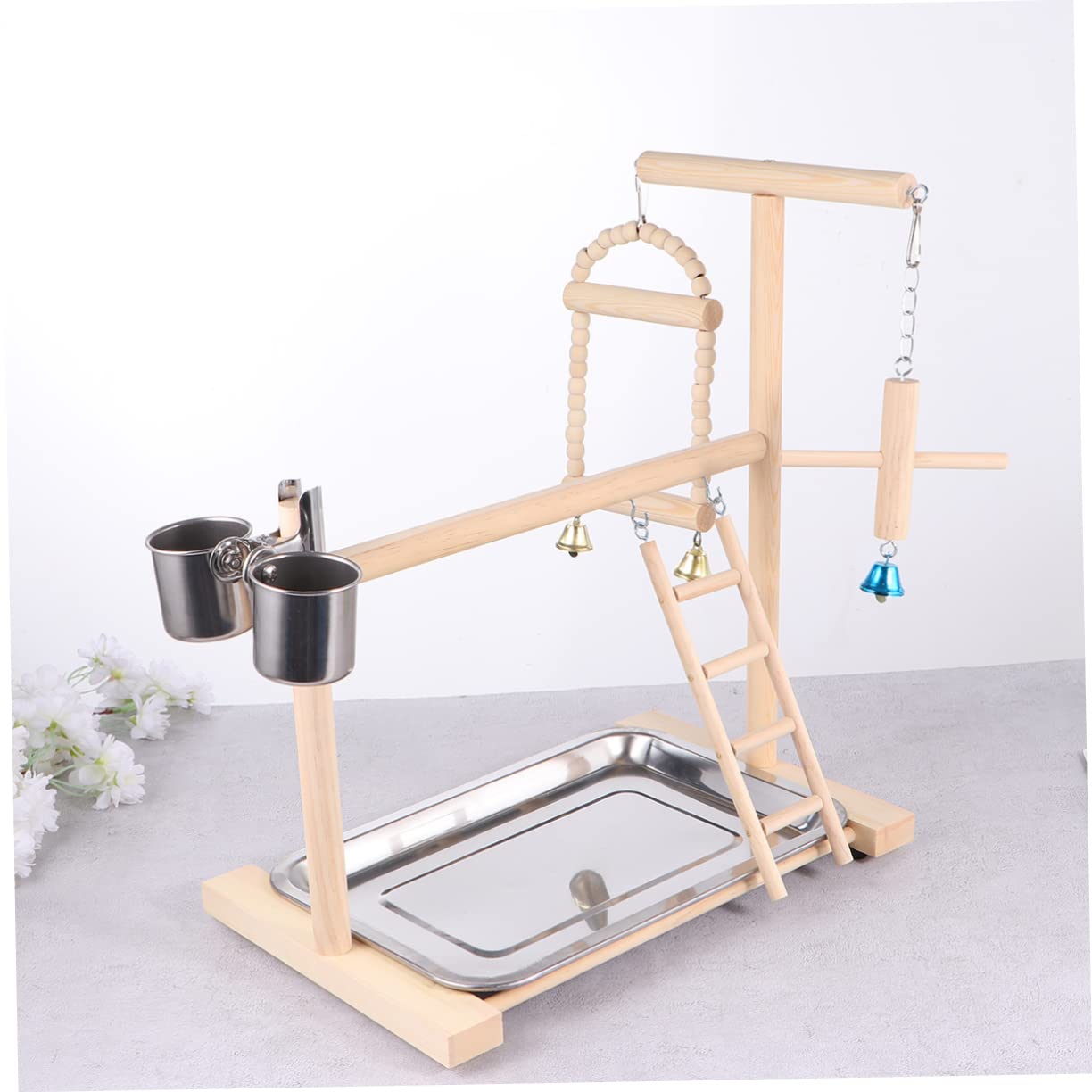 ibasenice Balançoire pour Perroquet en Bois à Suspendre, Support D’activité pour Oiseaux, Favorise L’Exercice, pour Perroquet et Calopsitte Couleur Aléatoire