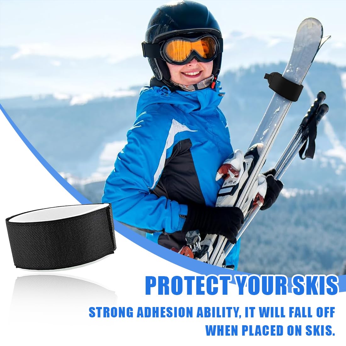 NHQ 6 Pièces Sangle de Ski,Dispositif Retenue Frein Ski,Attache Ski,Snowboard Binding Straps,Ski à Sangle de Transport Réglable,Bande de Fixation Nylon,pour Snowboard,L'alpinisme,en Plein Air