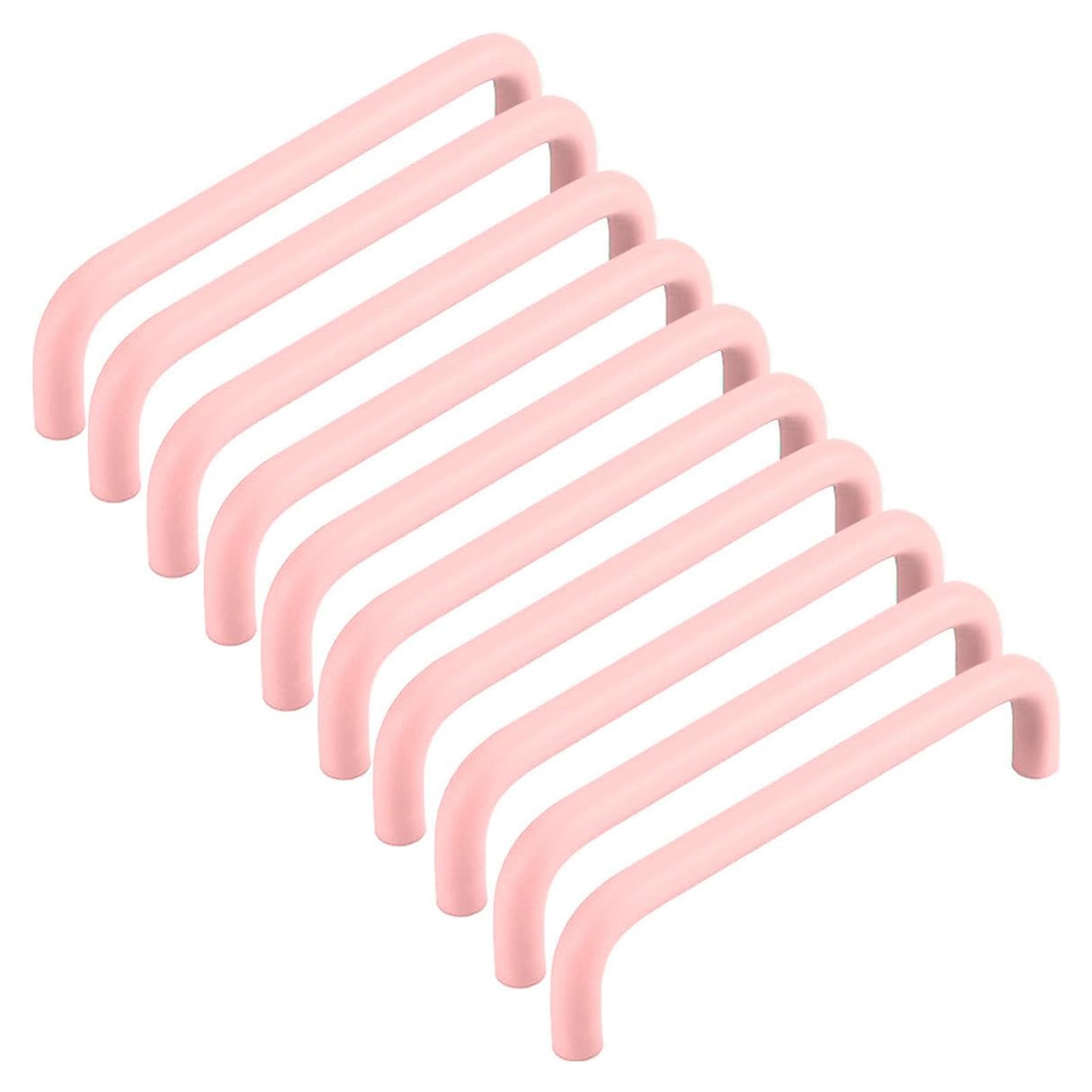 RSWZSFL 10 Pcs Kitchen Cabinet Handles Colourful Cabinet Knobs Cupboard Handles Furniture Pull Aluminium Door Handles Drawer Knobs for Drawer Wardrobe Children's Room Furniture (Pink,Pitch:160mm)