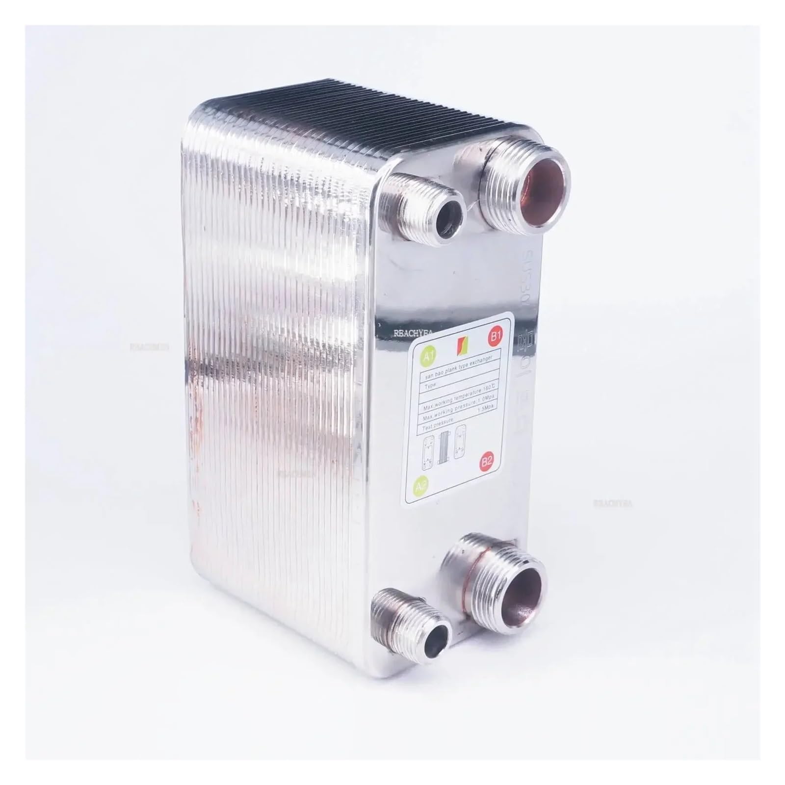 Domojt One Color Plate Heat Exchanger 32 Plates Heat Exchanger Chiller Cooler Sus 304 Stainless Steel