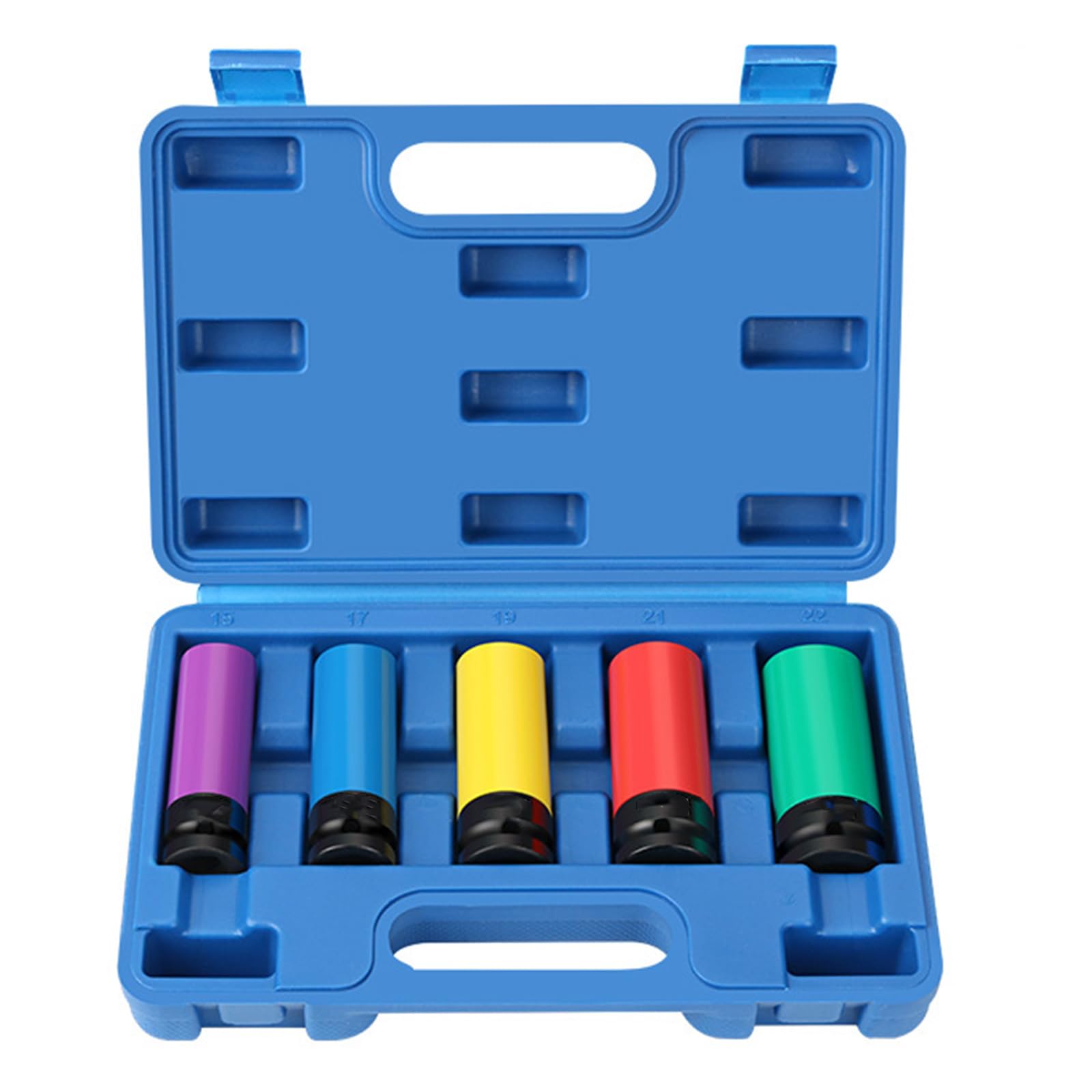 Kaeltsyn Five Piece Set 15/17 / 19/21 / 22Mm Hexagonal Socket Sleeves Tire Protections Sleeve Wall Deeply Impacts Nut 1/2 ' ' Drive For Mechanics Impacts Nut Set
