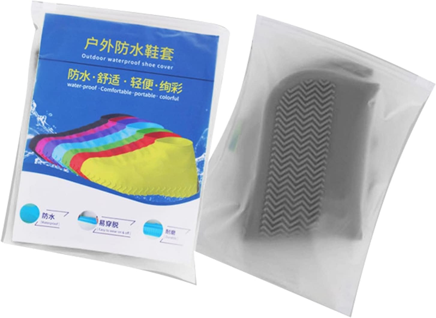 SUNGOOYUE 1 Pair Silicone Shoe Cover Resuable Outdoor Rainproof Rain Shoe Covers for Men Women (Gray, M)