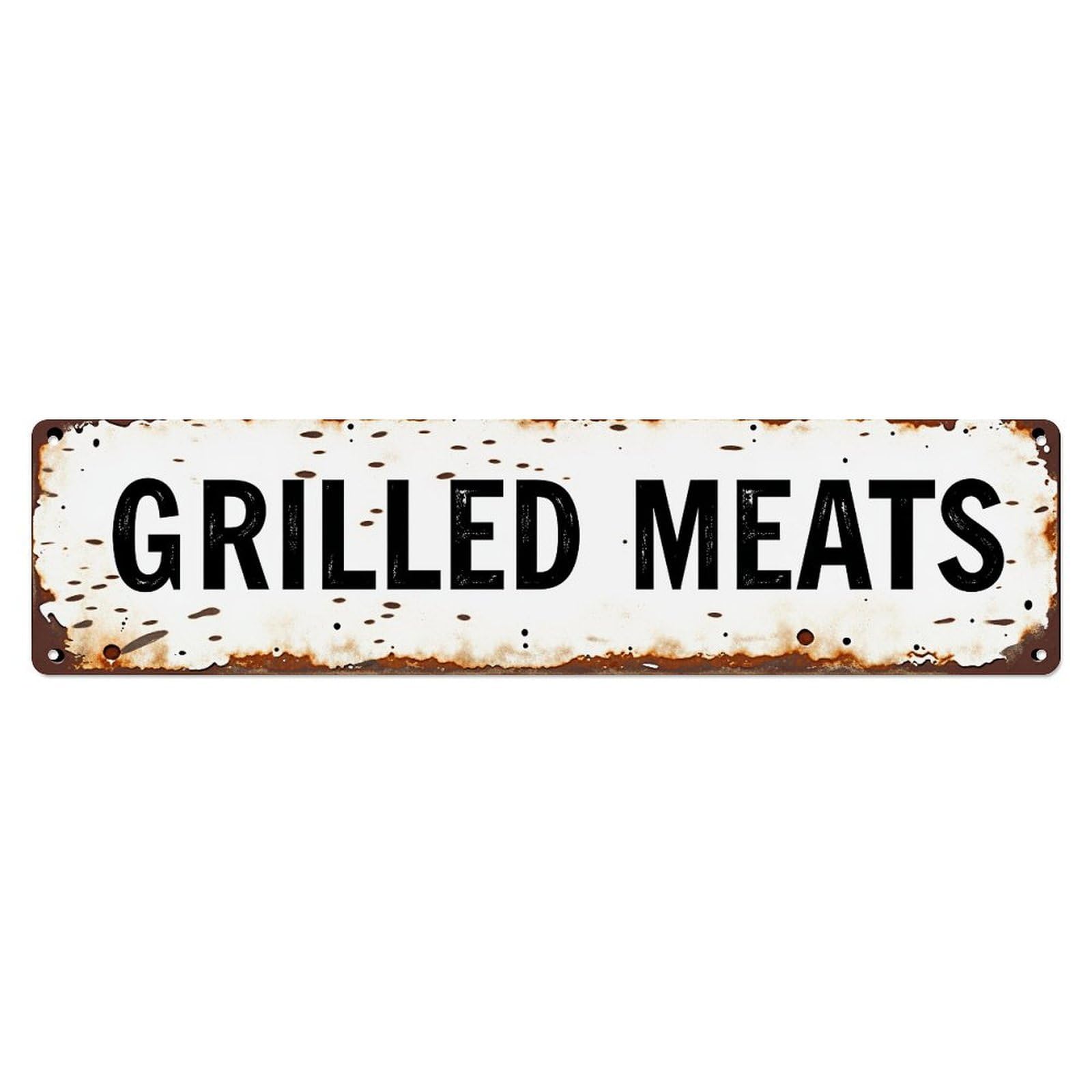 Jdyaojiesheng Vintage Grilled Meats Sign Pattern Tin Sign Retro Metal Wall Decor Metal Poster, Home Bar Garage Farmhouse Cafe Wall Art Decoration 4X16inch
