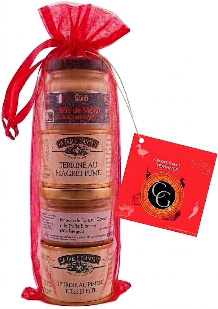 COLIS GOURMANDS – Coffret Cadeau Idee Originales Terrines Artisanales – Magret Fumé, Piment d'Espelette, Foie de Canard Truffe Blanche, Brie de Meaux Truffe – Idéal Noël, Anniversaire, Fête des Pères