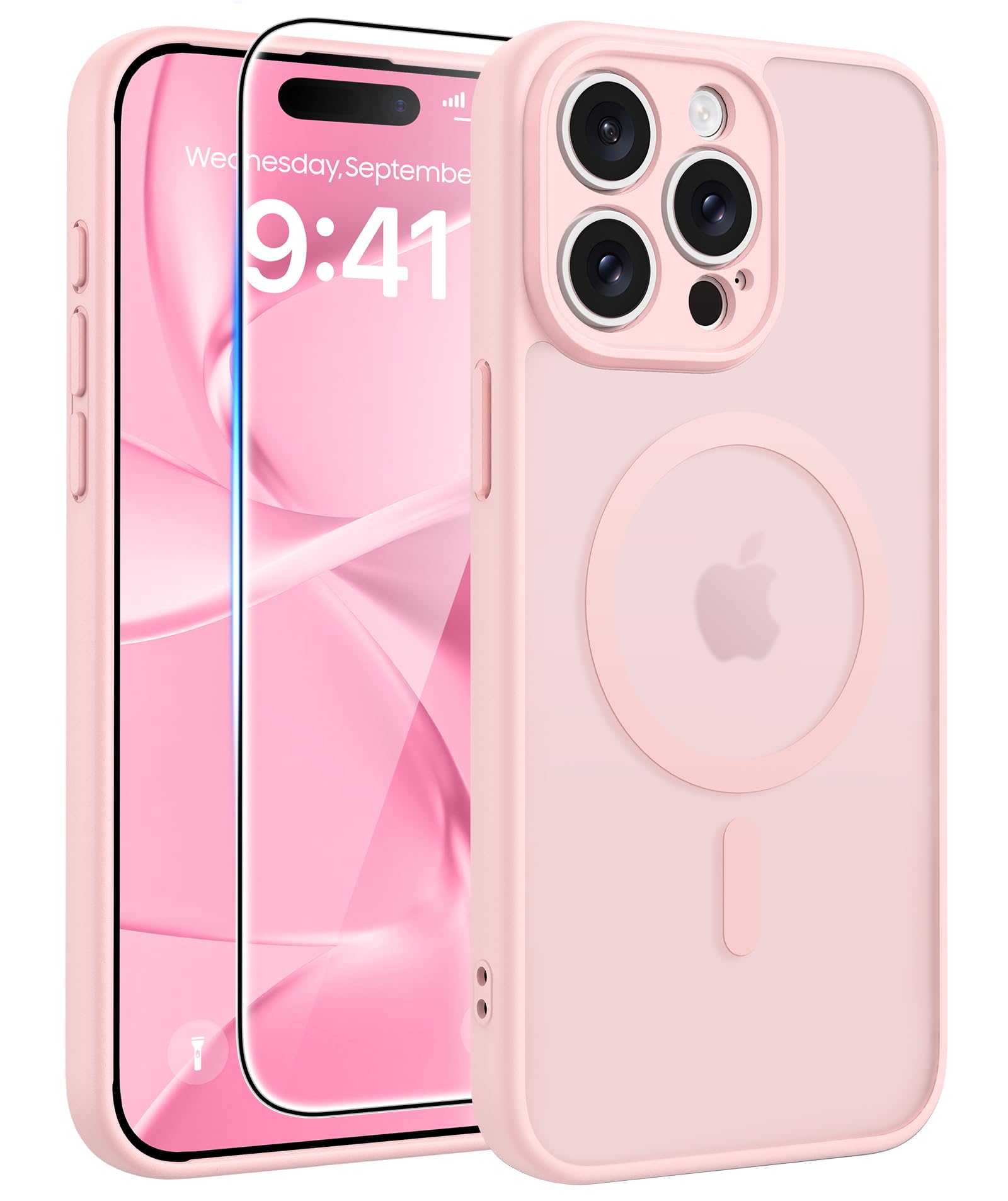 FNTCASE for iPhone 15 Pro Max Case, Fit for Magsafe, Light Pink Light Pink Iphone 15 Pro Max (6.7 Inch)