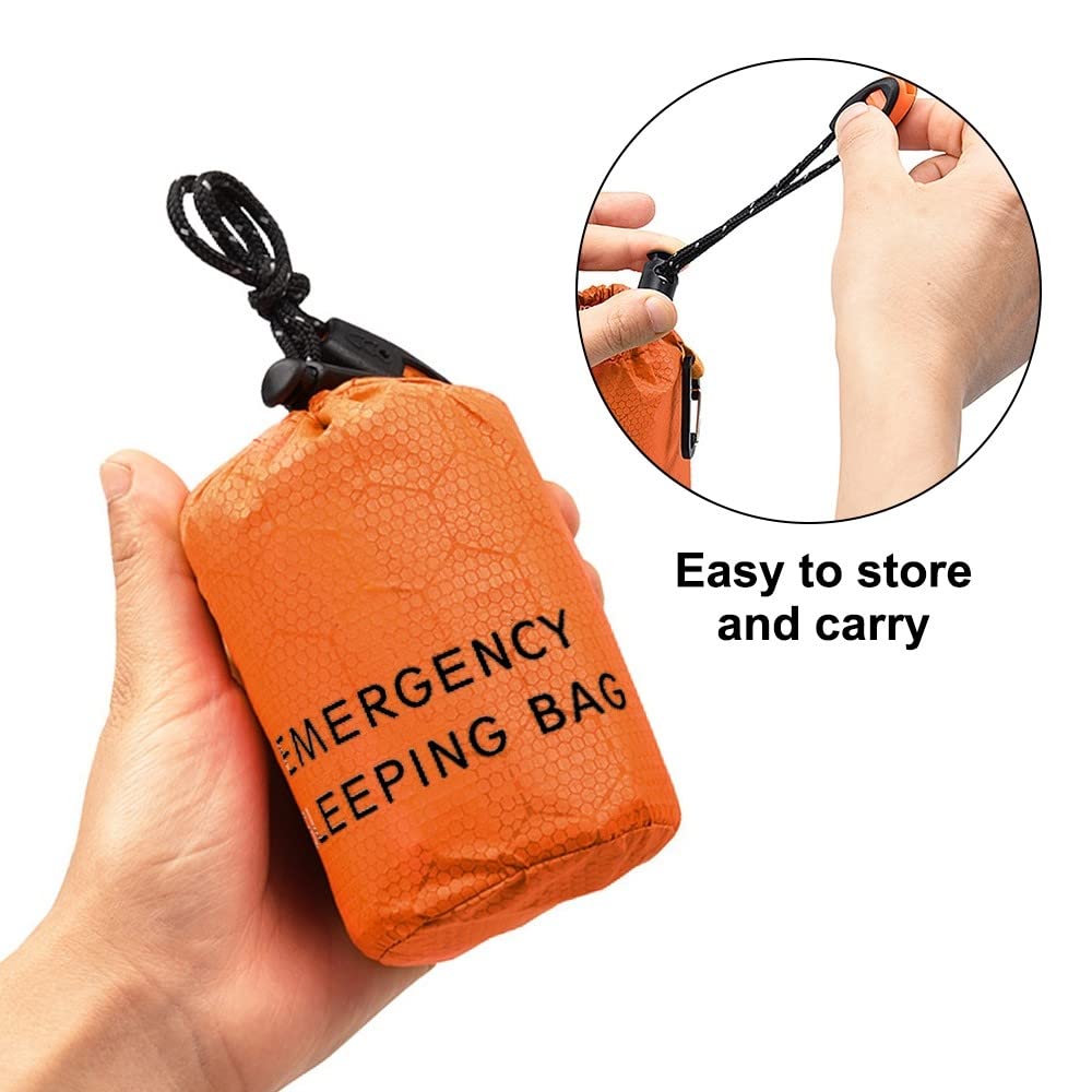 Sac De Couchage D'Urgence Ultraléger Étanche - Couverture Thermique Bivouac Avec Sifflet Et Paracorde, Orange/Vert
