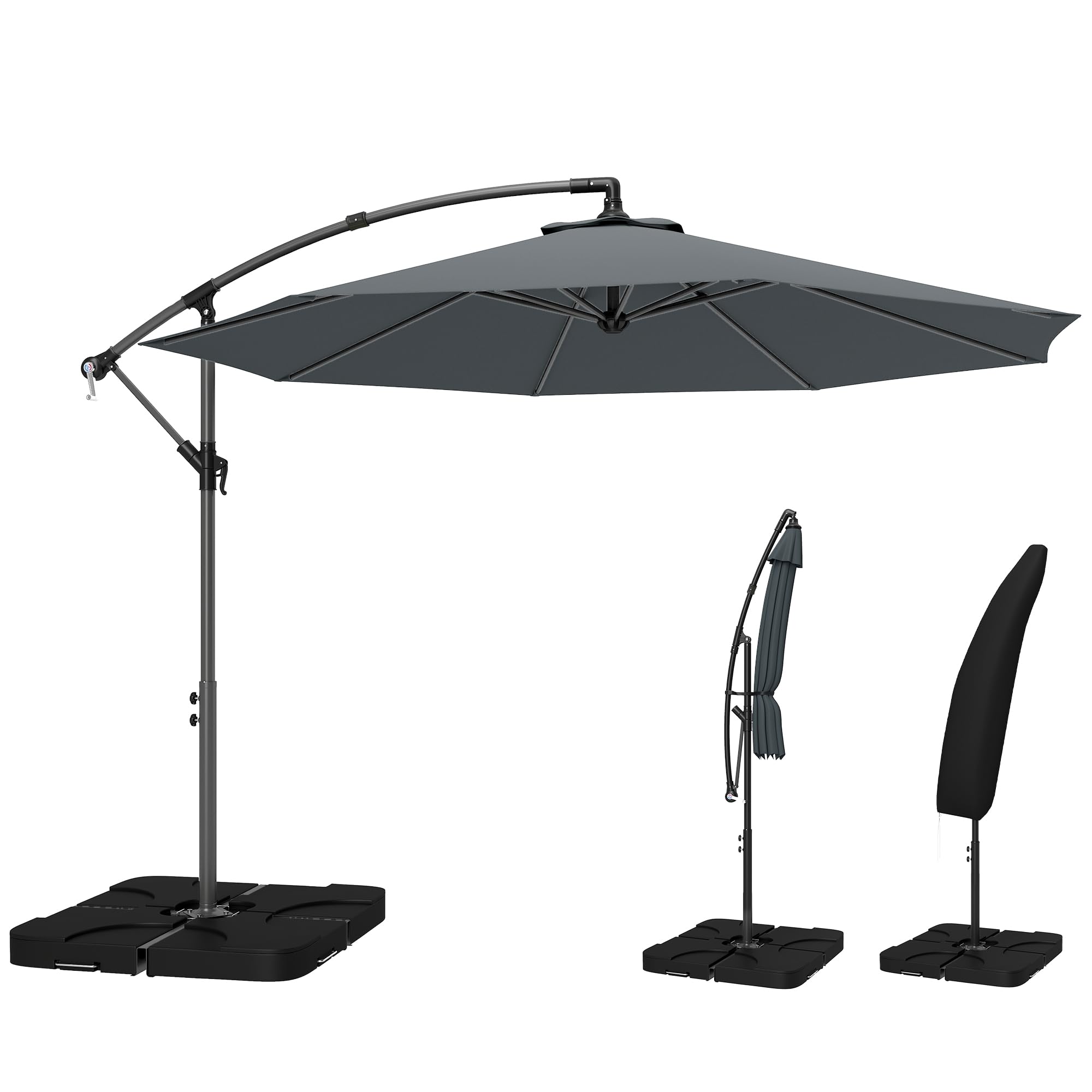 Outsunny Cantilever Parasol 3m Dark Grey Metal/Polyester