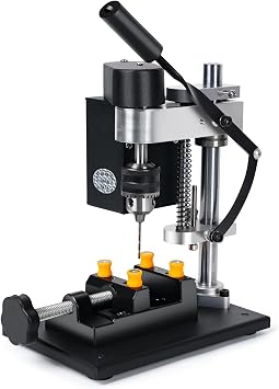 OUYANG Mini Tabletop Drill Machine, Drill Chuck 0.6-6.5mm DIY Pure Aluminum Small Bench Drill, 7 Gear Speed Adjustable, Tabletop Drill Press for Direct Drilling of Metal, Wood, Plastic, Acrylic, Aluminum, etc