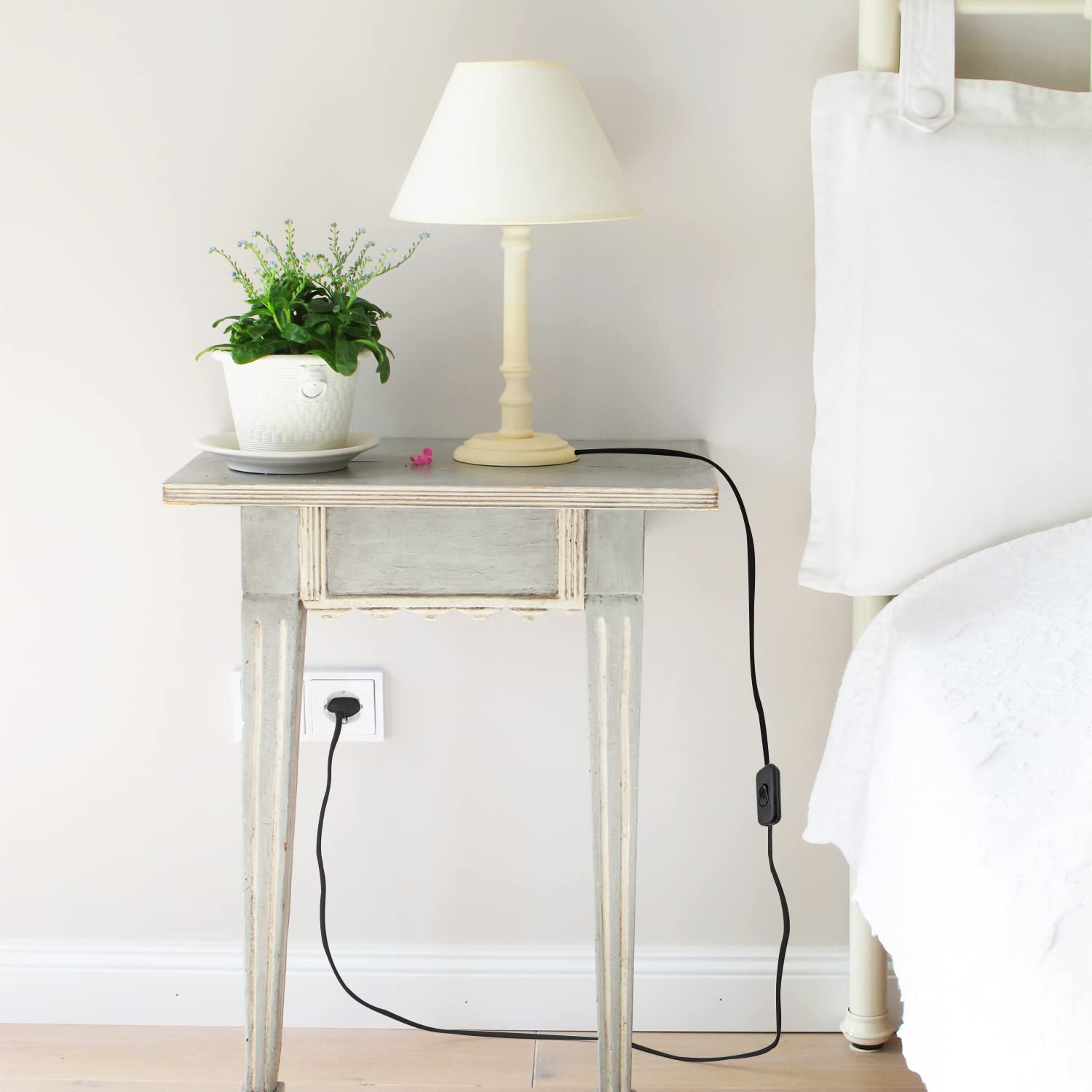 Interruttore Lampada Nero Bipolare, 4pz Adatto per Luce a Casa e in Camera da Letto (6 A, 250 V)