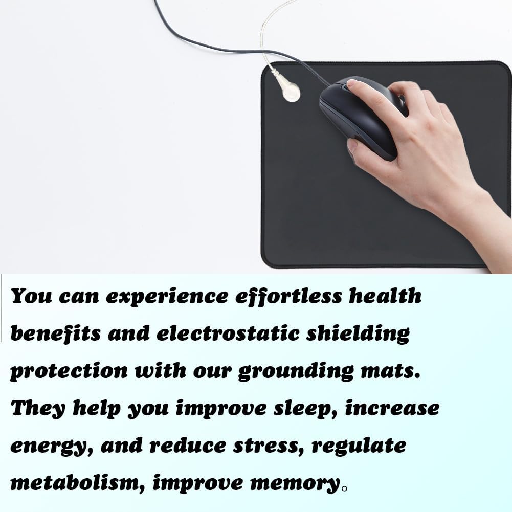 Grounding Mouse pad for Relieve Pain, Reduce Stress, Increased Energy and Keep Healthy, grounding mat with 15ft grounding Cord,9.8x25.6 in Suit for Most Computer Offices