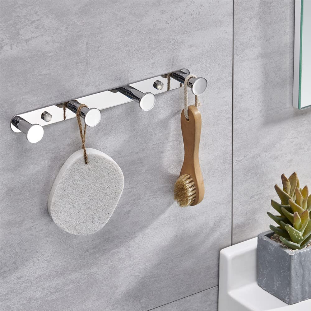 4 Gancio Asciugamani Muro Adesivo in acciaio inossidabile cromato porta della cucina ganci accappatoio Gancio Appendiabiti Gancio Bagno da Parete