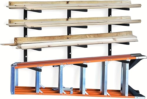 Estantes de almacenamiento de madera para montar en la pared, adecuados para cobertizos, garajes y talleres, capaz de soportar 800 libras por nivel,