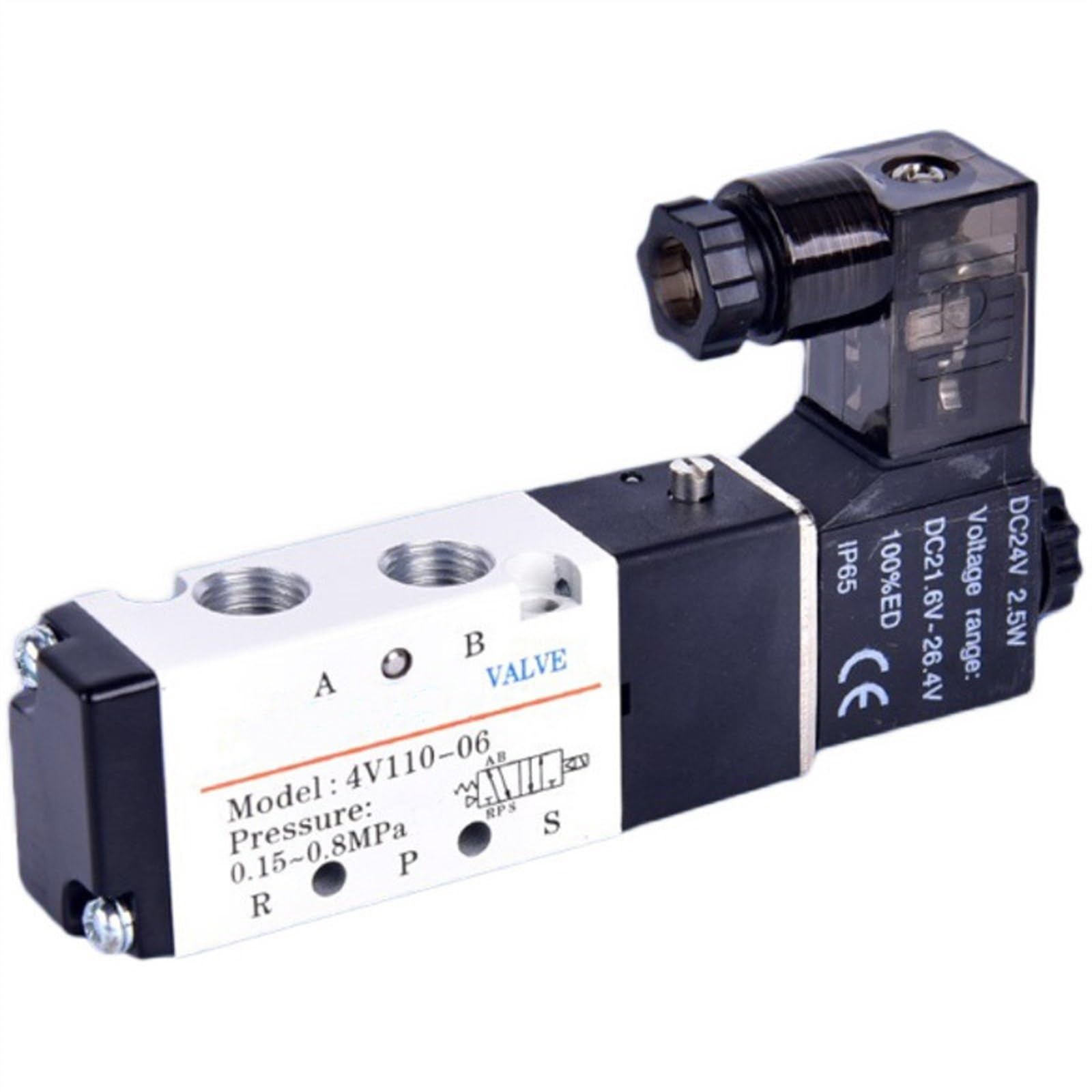 Zawory elektromagnetyczne powietrza 4V110-06 Pneumatyczny zawór sterujący 2 pozycje i 5 portów 1/8 "DC 12 V 24 AC 110 220(24v)