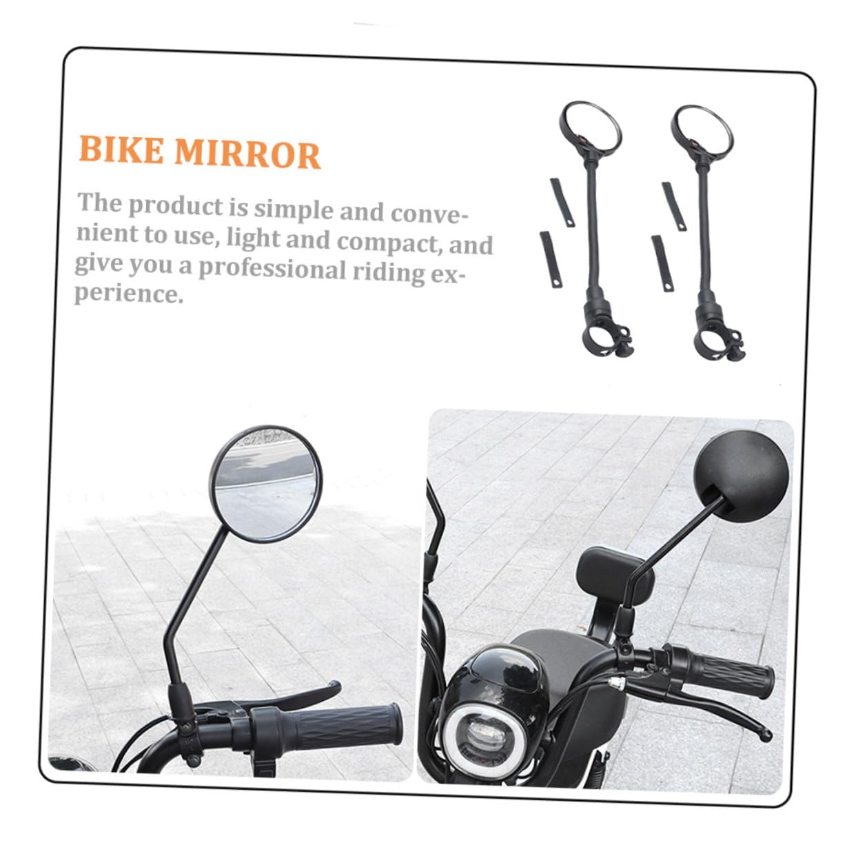 2 piezas Espejo Retrovisor para Bicicleta y Moto con Tubo Flexible Ajustable Espejo Acrílico Convexo Resistente Arañazos Instalación Rápida Visión Amplia para Manillar Paquete