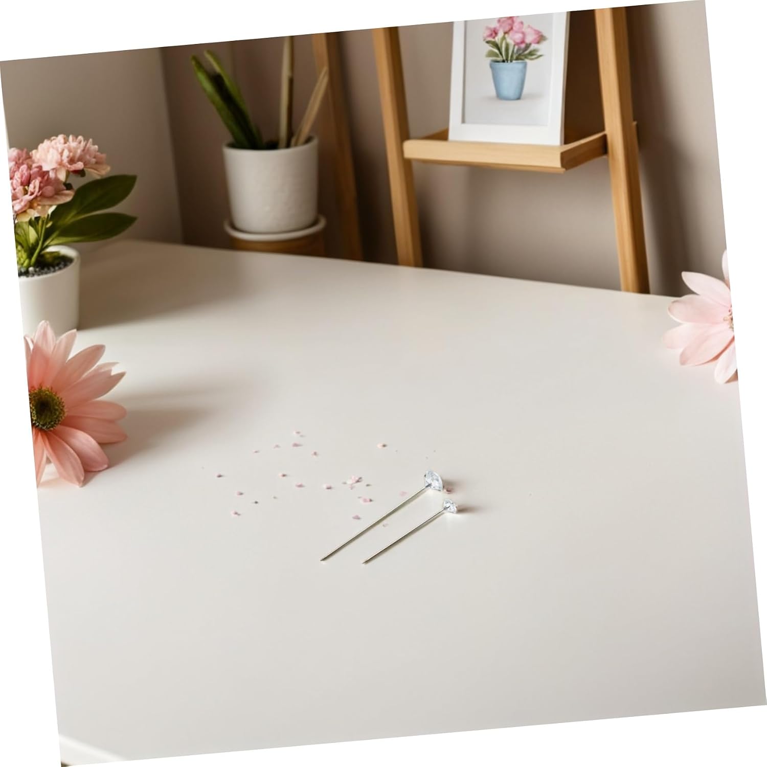 jojofuny 300pcs Rhinestones Head Pins - Hand Sewing Needles Quilting Pins Sewing Positioning Needles for Floral Arrangements Wedding Jewelry Decorations