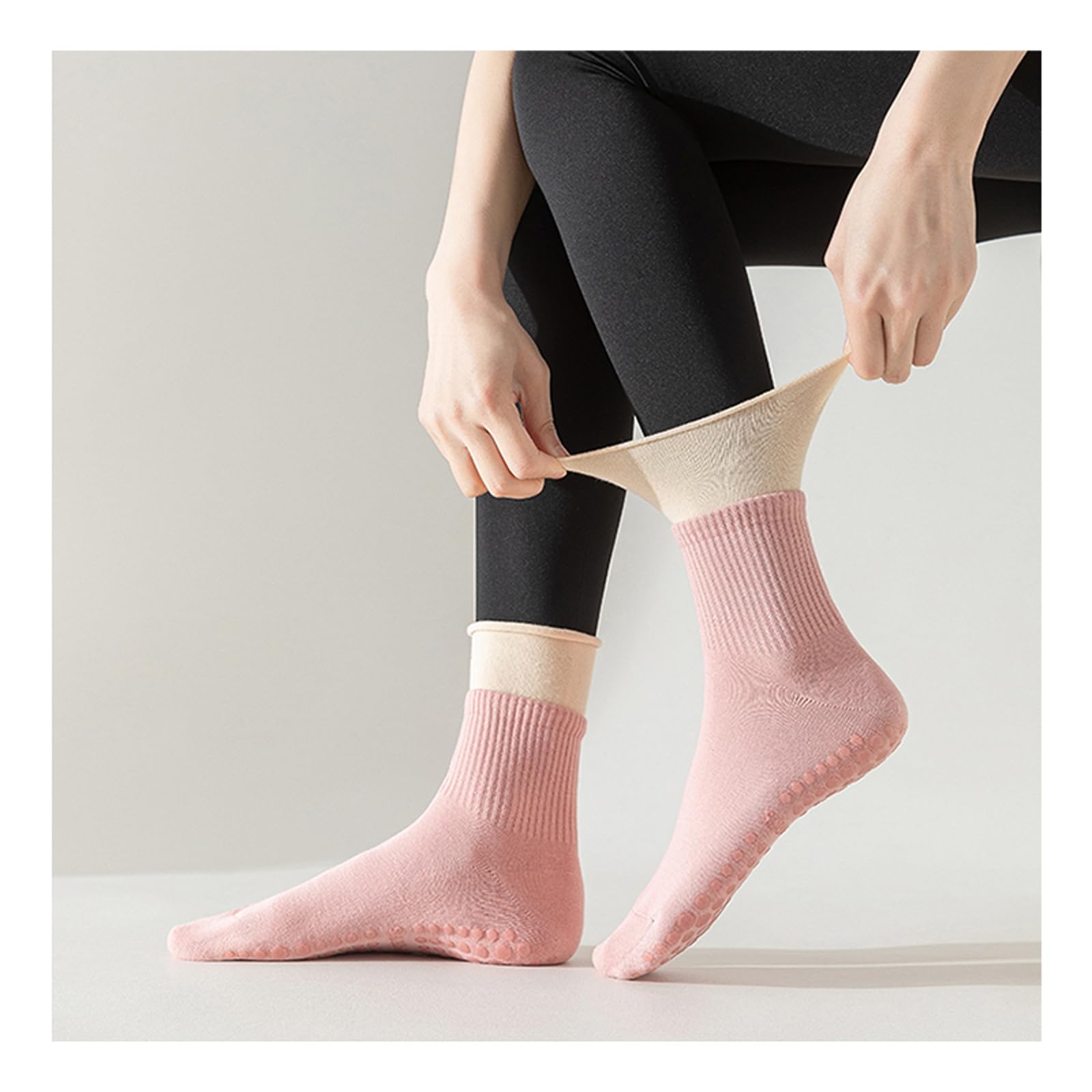 svlftecon Women Yoga Pilates Socks with Grips Non Slip Cotton for All Seasons Crew Series 20