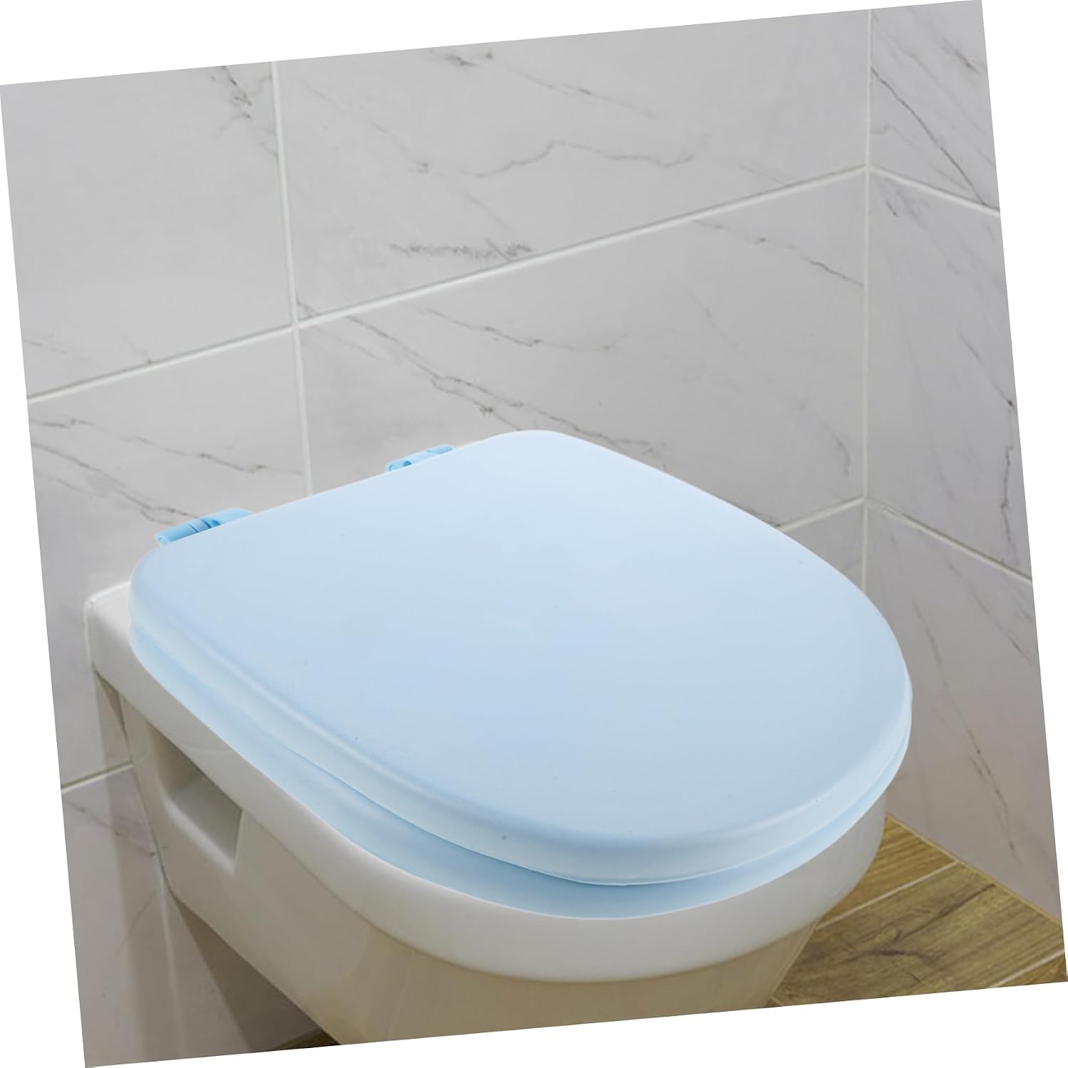 Gadpiparty Foam Toilet Seat Cover Thickened Cushioned Bathroom Lid for Standard Toilets Soft and Washable Elongated Design Easy Installation Light Blue