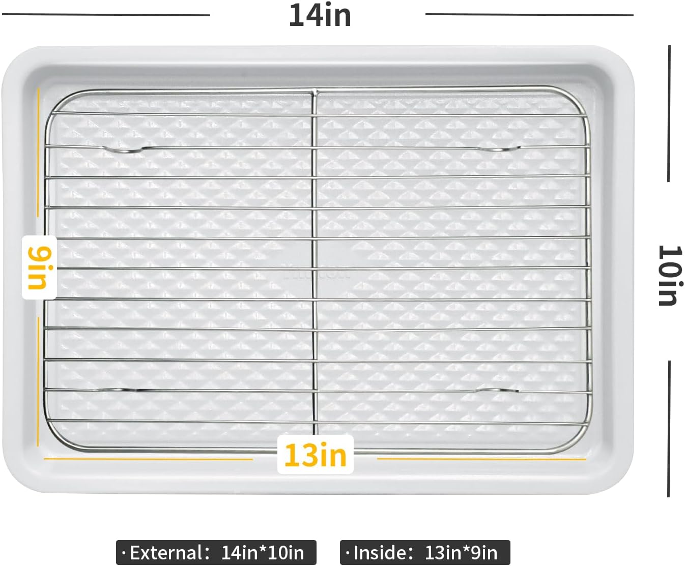 Nonstick Ceramic Baking Sheet with Rack, 2-Pack 13x9 Quarter Sheet Pan,(External 10x14), Non-Toxic PTFE & PFOA Free Warp-Free Oven Safe 550°F Dishwasher Safe, Aluminized Steel, Gray Yellow - Image 2