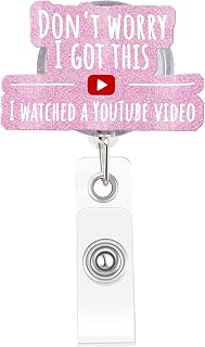 Funny Pink Nurse Badge Reel Cute Funny Work Nurse Badge Reels Retractable ID Holder Nursing CNA RN Pediatric Doctor Medical Personnel Student Office Workers Accessories Gifts for Women