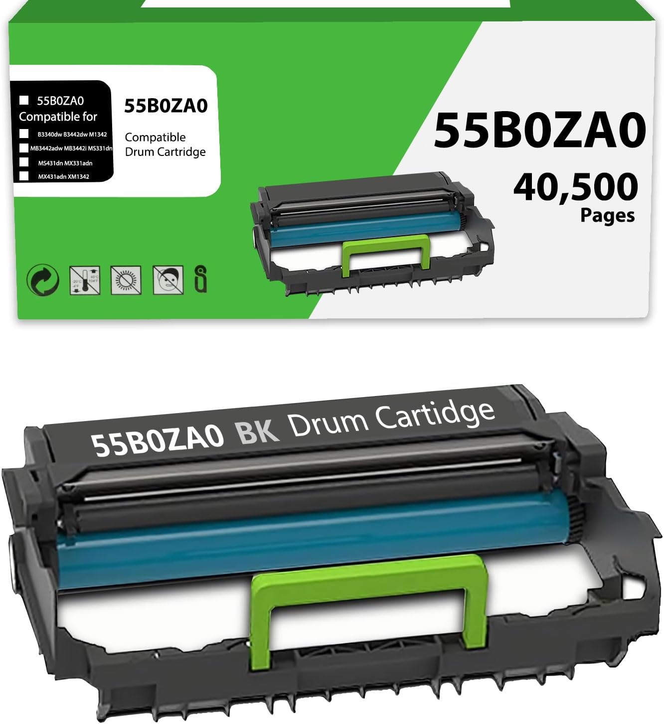 55B0ZA0 Imaging Unit 55B0ZA0 Drum Unit Compatible for Lexmark MS331 MS331dn MS431dn MX331adn MX431adn B3340dw B3442dw M1342 MB3442adw MB3442i Printer WEYNUONY
