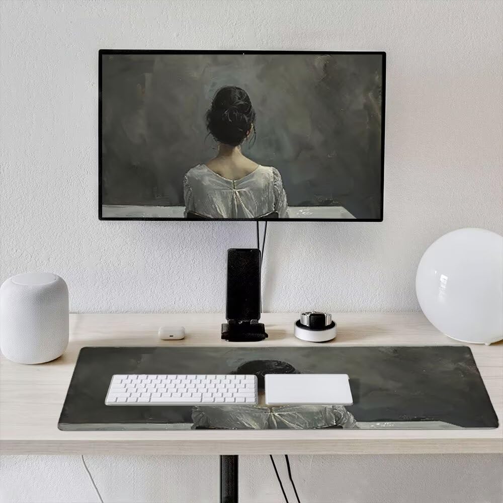 Duża podkładka pod mysz do gier XXL 1200 x 600 x 3 mm ze zszytymi krawędziami, trwała antypoślizgowa podstawa z naturalnej gumy, zmywalna podkładka pod klawiaturę, nadaje się do gier, domu biura