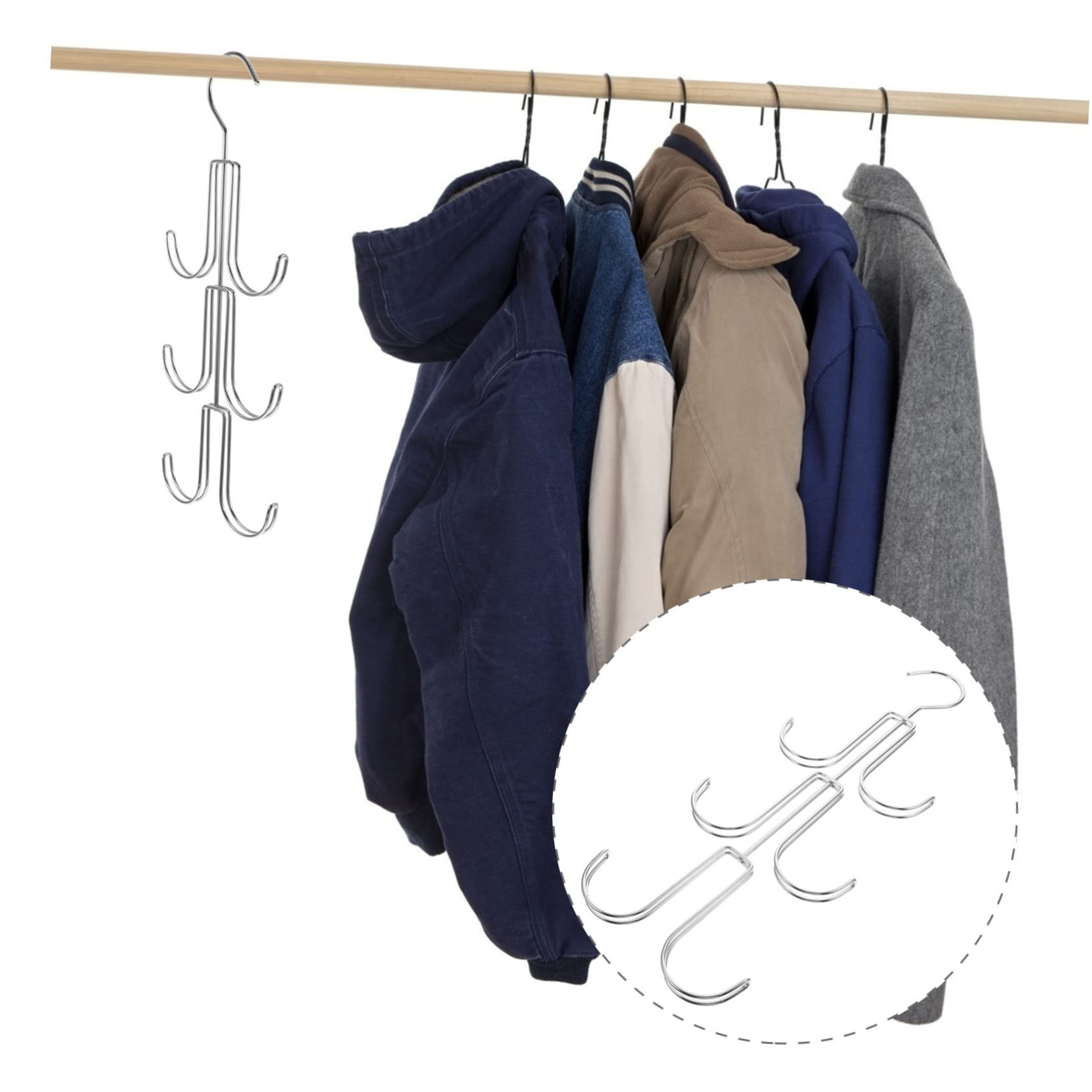 Cabilock 5 Stück Multifunktionaler Drehbarer Kleiderschrank Hänger aus Robustem Praktischer Organizer für Handtaschen Schals und Handtücher Platzsparend Einfache Aufbewahrung ohne Bohren