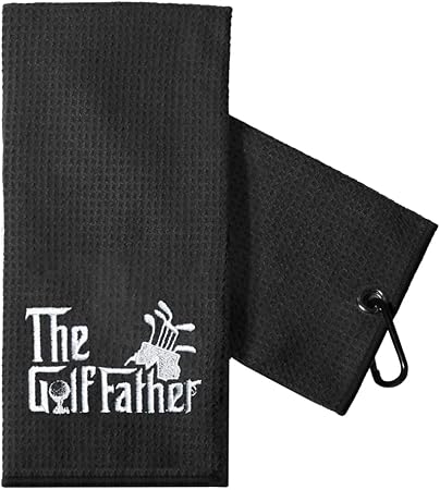 Review TOUNER Funny Golf Towel Gift for Dad, Funny Golf Towel for Men, Retirement Gifts for Men Golfer, Embroidered Golf Towels for Golf Bags with Clip (The Golf Father)