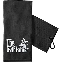 TOUNER The Golf Father Embroidered Golf Towel, Funny Golfing Gifts for Dad, Retirement Gifts for Men Golfer, Golfing Bag Towel Present for Male Golfer