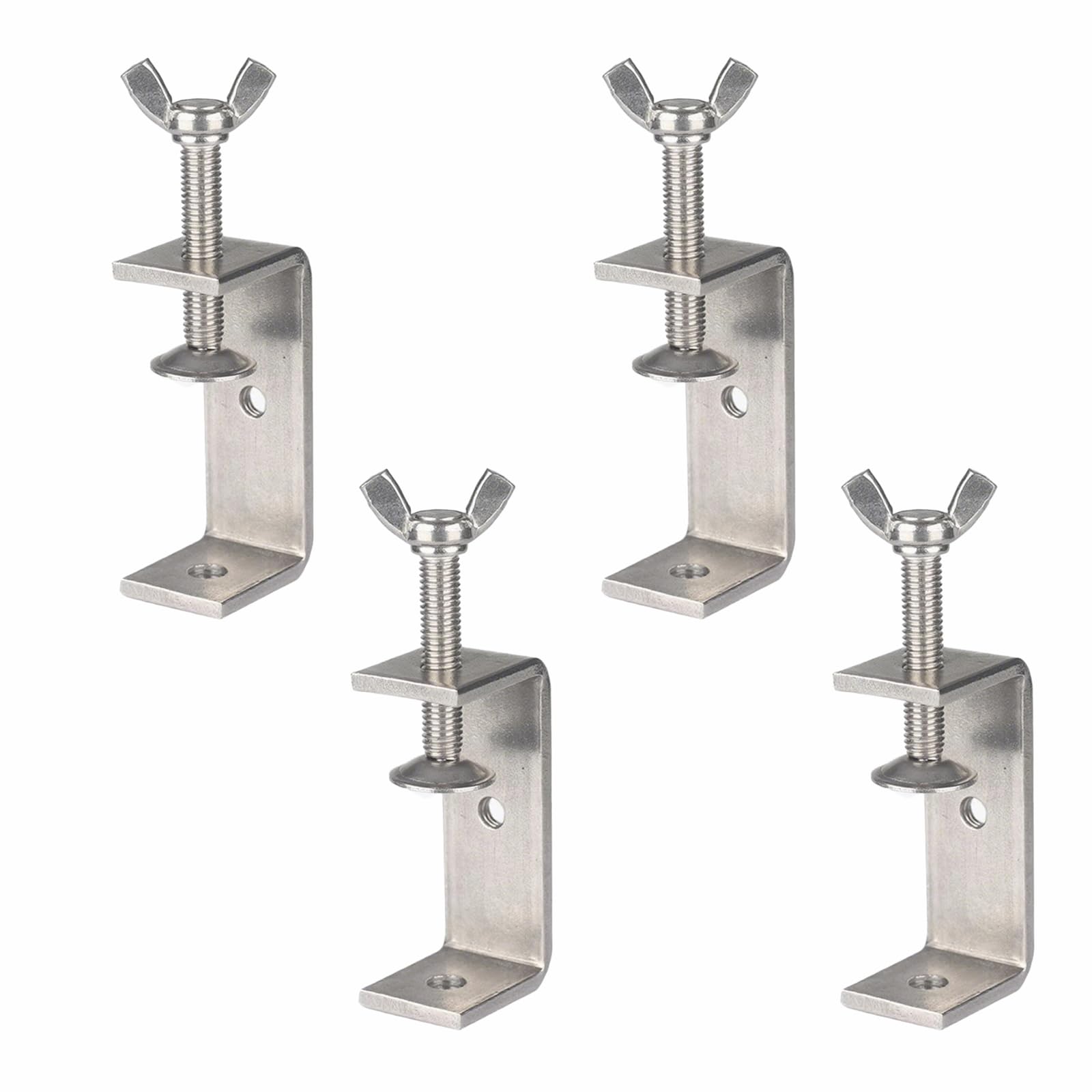 Paquete de 4 abrazaderas C resistentes, abrazaderas de tigre de acero inoxidable 304 para soldadura de carpintería de metal, color plateado