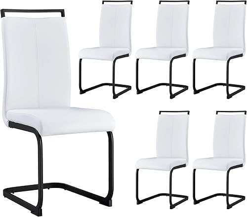 Miniatura 157 de Sillas de Comedor Modernas - Juego de 4 sillas para mesa de comedor, sillas de comedor blancas, patas cromadas plateadas para comedor, sillas de