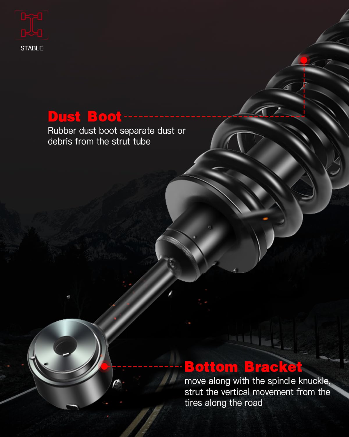 4x4 ONLY-Complete Front Left Right Strut Shock Coil Spring Assembly Replacement For 2004-2008 Ford F-150 2006-2008 Lincoln Mark LT -171361, Struts - Canada - View #12