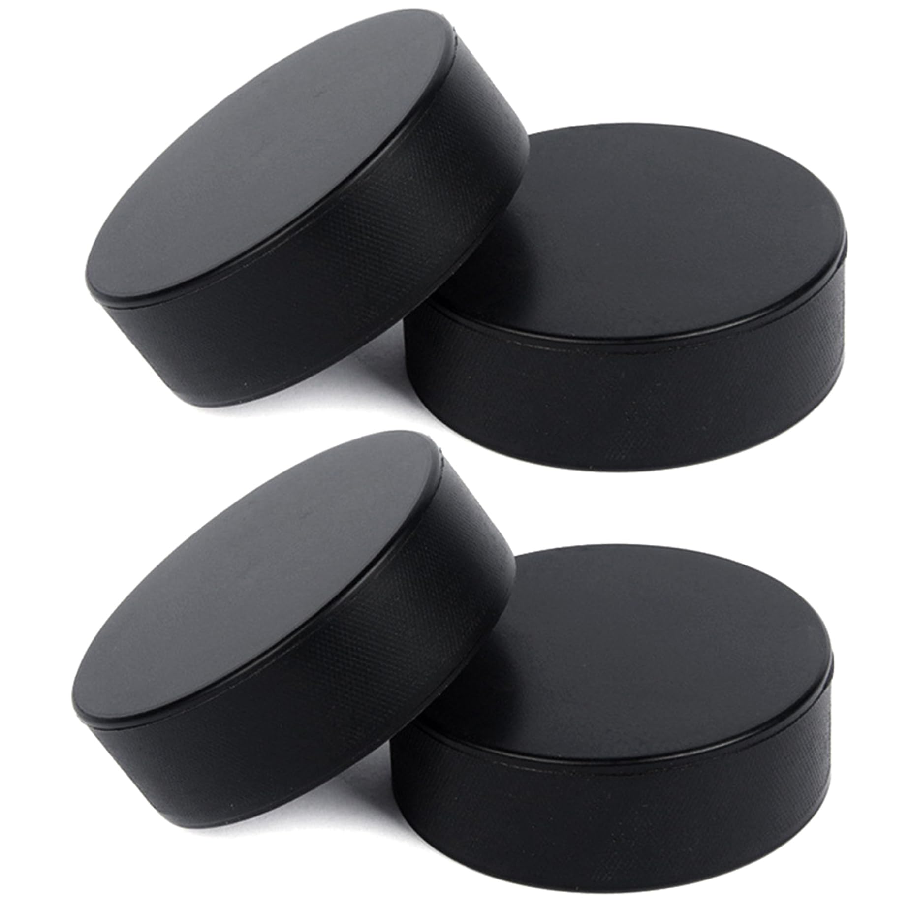 Lot de 4 palets de hockey sur glace en mousse résistants à l'usure, légers pour l'entraînement classique et la pratique. Palets hockey noirs souples pour une utilisation en intérieur. Cadeaux
