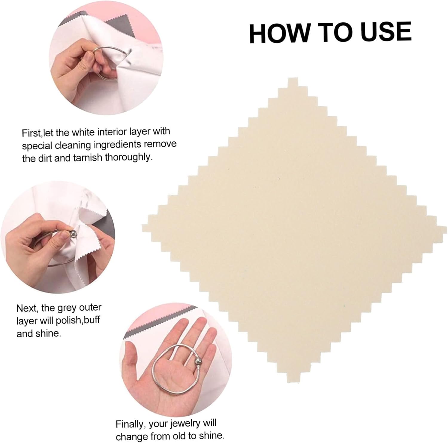 50Pcs White Cloth Jewelry Cleaning Cloth for Gold and Silver
