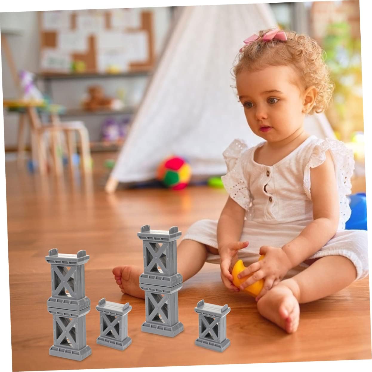9pcs Sturdy Train Bridge Supports for Ho Scale Train Toy Tracks Bridge Risers