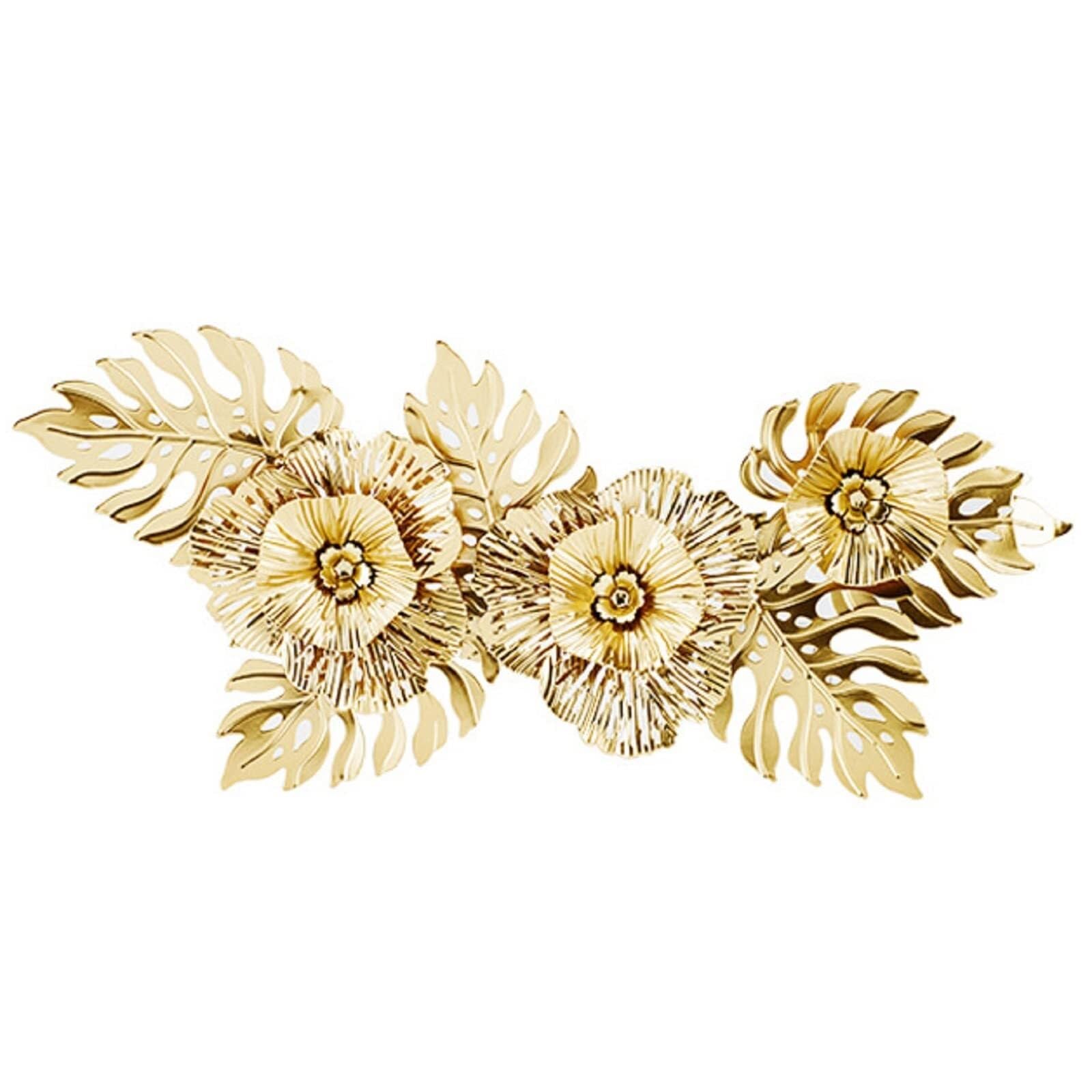 GFJHdfhE Modern Metal Wall Art Decor, Metal Wall Art Luxury Leaf Hanging Decoration Flower Sculpture For Home Living Room Bedroom Handcrafted, Entryway
