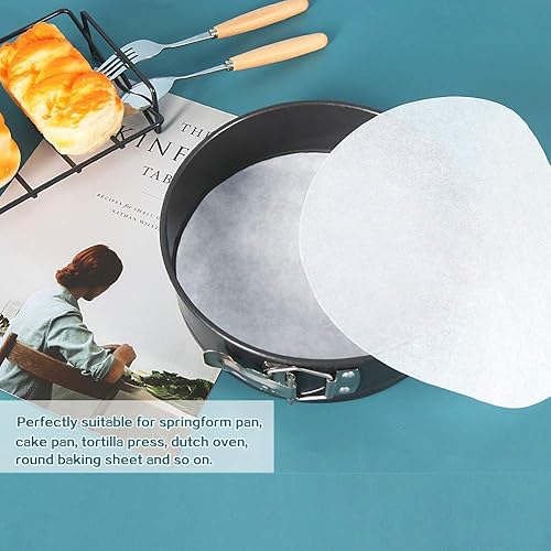 Miniatura 4 de Círculos de pergamino para hornear, juego de 100, papel pergamino redondo antiadherente de 9 pulgadas para molde de pastel desmontable, horno