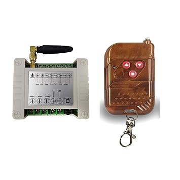 Wanjiale 12V 24V 36V 10A Motor Remote Control Switch, Push Button, Forwards Reverse Up Down Stop, Door Window Curtain, IP54, 1-way, Screw Terminals, High Ohms, 1 Count