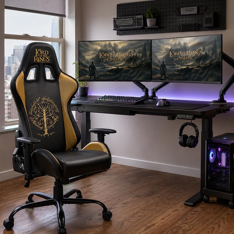 SUBSONIC - Sedia da Gaming Il Signore degli Anelli - Sedia da Ufficio Ergonomica con Imbottitura ad alta Densità, Schienale Reclinabile e Braccioli Regolabili in 2 Direzioni - Altezza Regolabile