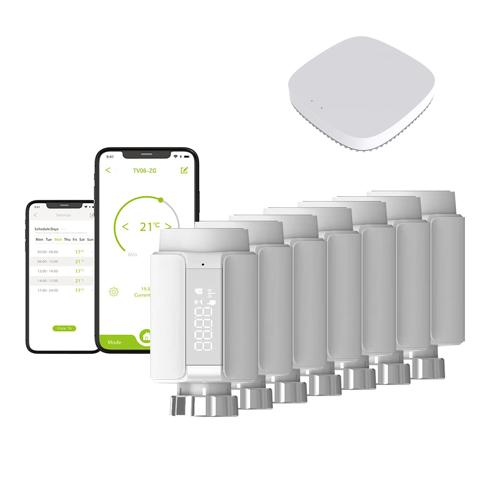 Smart Valvole Termostatiche per Termosifoni Zigbee,Controllo app Smart Life,Valvola Termostatica Controllo Vocale per, Alexa e Google Home