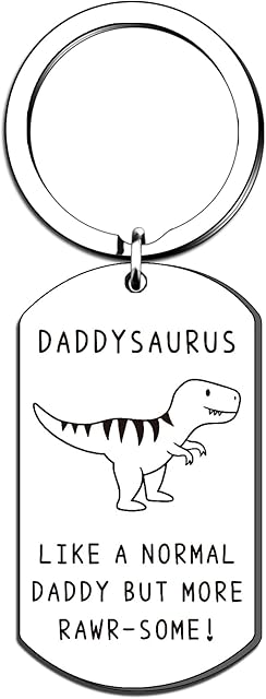 QMVMV Funny Daddy Gifts Daddysaurus Keyring from Daughter Son Birthday Christmas Thanksgiving Gift for Dad Father