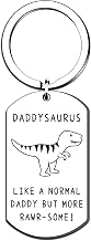 QMVMV Funny Daddy Gifts Daddysaurus Keyring from Daughter Son Birthday Christmas Thanksgiving Gift for Dad Father