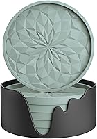 Vista 24 de ME.FAN Posavasos de silicona con soporte, para beber, para bebidas calientes o frías, gruesos, antideslizantes, antiadherentes y estilo bandeja Negro