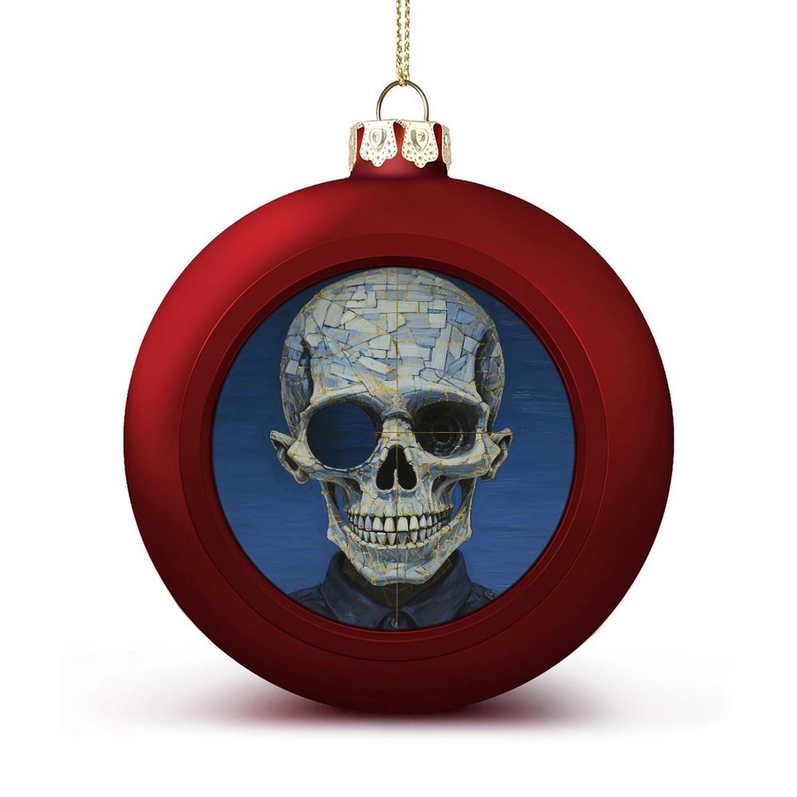 Mirror Skull Christmas Balls Ornaments for Xmas Christmas Tree 1.6" Hanging Shatterproof Xmas Balls Hanging Decor Pendants for Holiday Party Outdoor Indoor DIY Craft Supplies